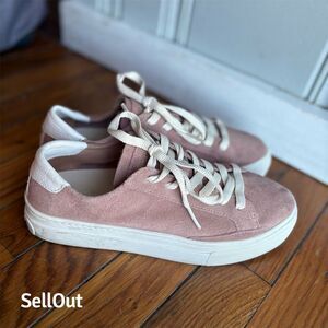 Soludos Women's Pink Mauve Ibiza Platform Sneakers Lace Up Leather Shoes Size 7